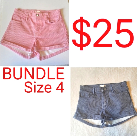 H&M Women's Mid-Rise Striped Shorts Size 4 *BUNDLE OF 2* - Picture 1 of 7